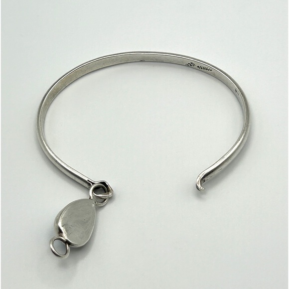 925 Sterling Silver and Turquoise Bangle Bracelet 7” Taxco - Picture 4 of 12